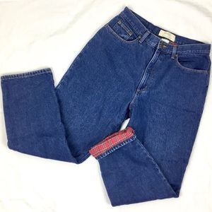 LL Bean Flannel Lined Jeans 14 High Waist Short